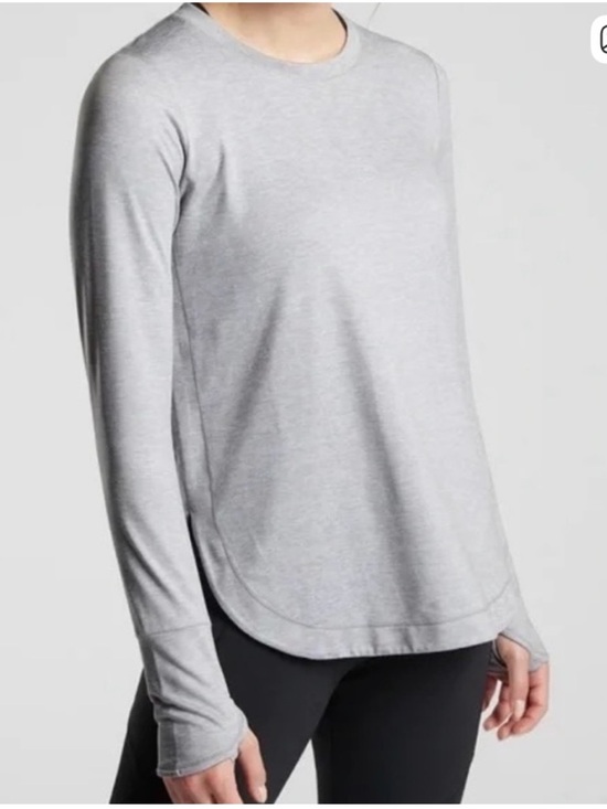 Athleta Tops - ATHLETA Uptempo Top Gray Long Sleeve Thumbholes Athleisure Performance Yoga Gym